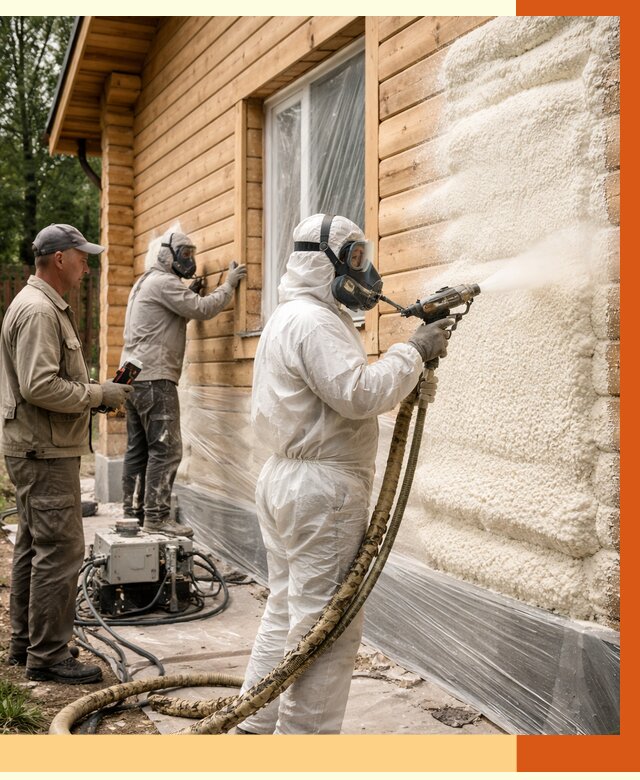 Утепление дома из бруса ППУ в Мончегорске от 3889 руб/м2 под ключ | ТепломастерМнч