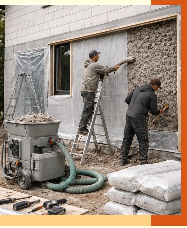 Утепление дома из газобетона эковатой в Мончегорске от 4545 руб./м2 | ТепломастерМнч